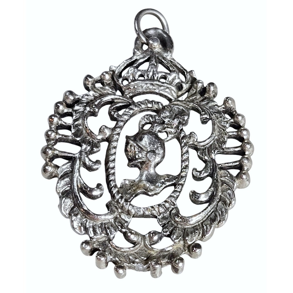 Vintage Knights Of Pythias Pendant Silver Tone Fraternal Filigree Charm